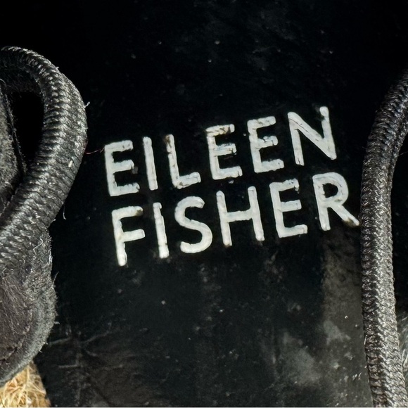 Eileen Fisher Lace Suede Espadrille In Black Leather Women’s Size 7 US/ 37.5 EU - Picture 6 of 6